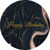 Aperturee - Black And Gold Abstract Round Birthday Backdrop